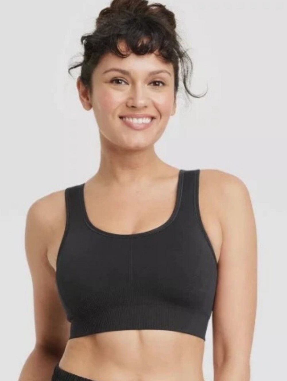 Women's Seamless Medium Support Racerback Sports Bra All In Motion Black XXL New